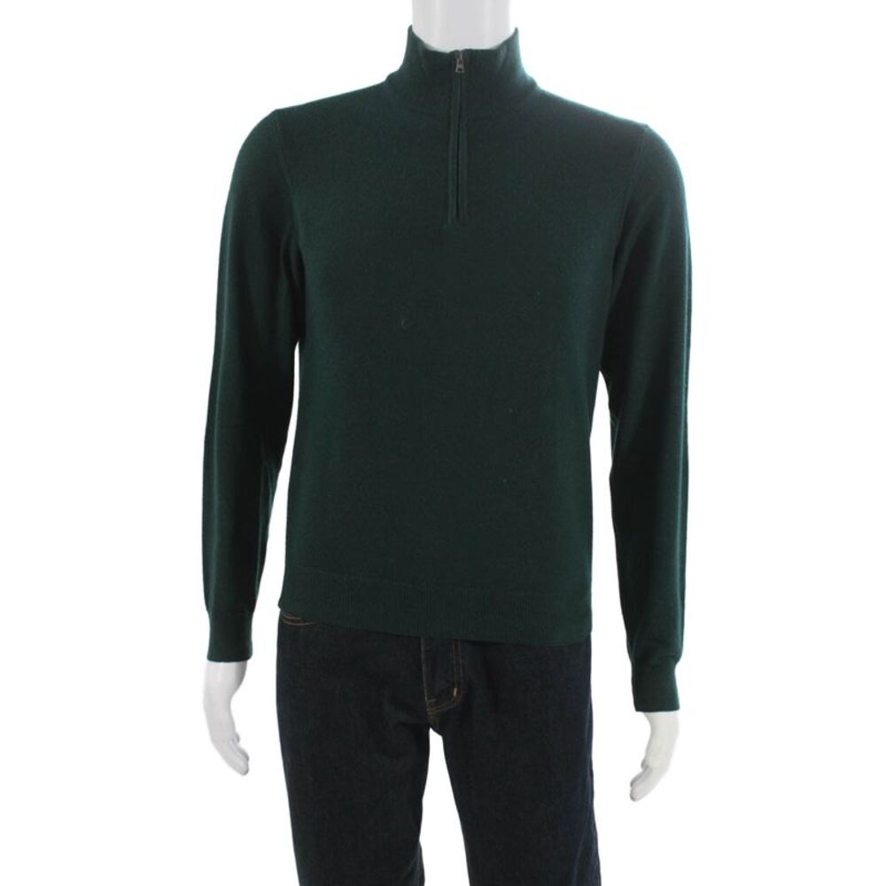 Hackett Mens Merino Wool Mock Neck Pullover Sweater Green Size S